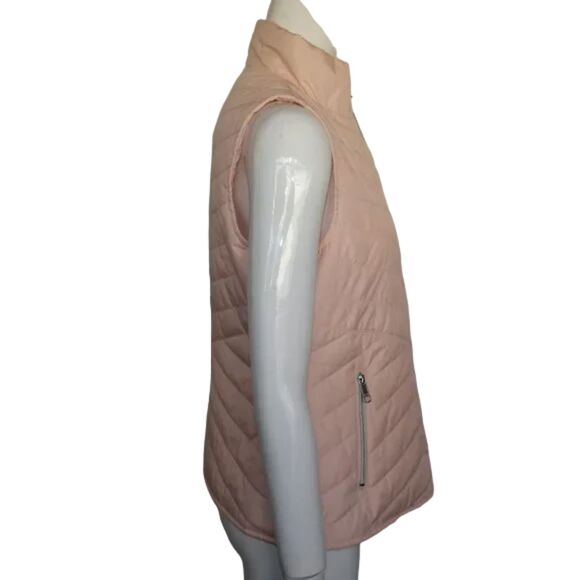 BLACK RIVET Puffer Vest, M, Pink, Zipper, Stand up collar, Pockets, Polyester - Picture 6 of 12